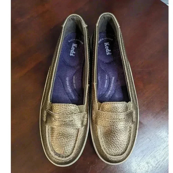 Keds Gold Slip On Loafers Tread Soft Arched Insoles Size 6.5 - Picture 6 of 9